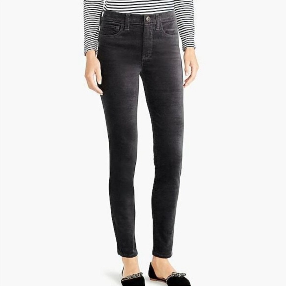 J.Crew Mercantile Thunder Grey Velvet Mid-Rise